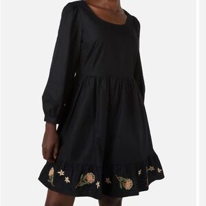 Princess Highway Black Dress with Floral Embroidery